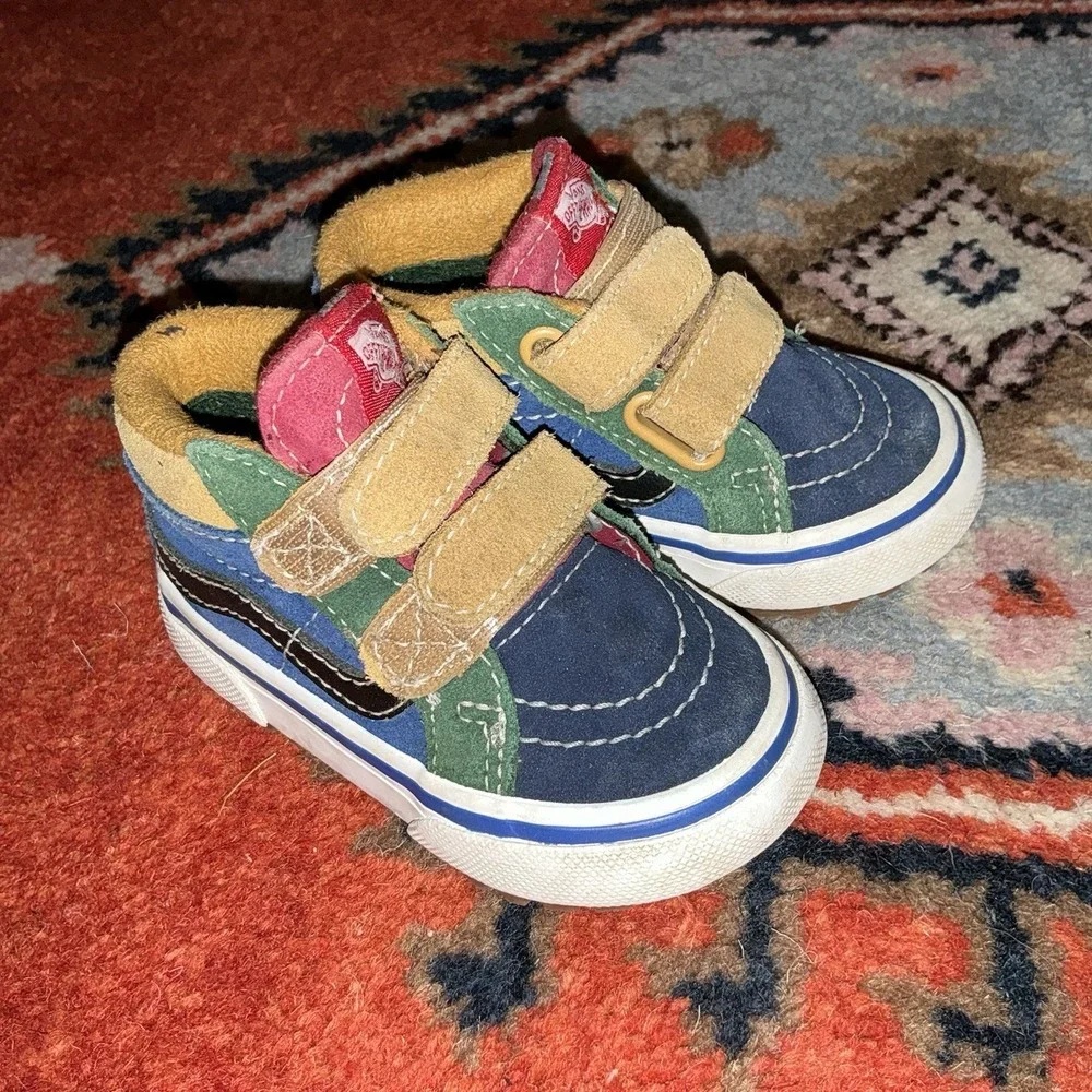 VANS‎ SK8 Mid Reissue v Sneakers Colorblock Blue Green Red Toddler Size 4 Baby